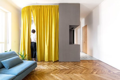 Ripplefold Drapery as Room Dividers