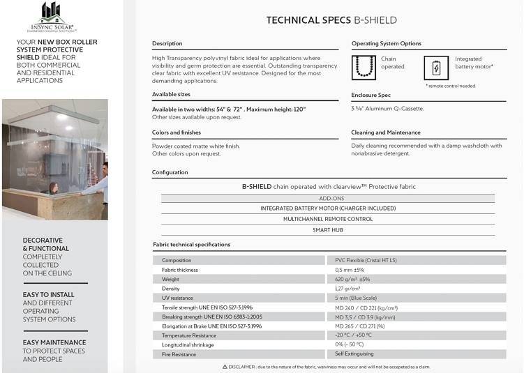 PPE protective clear roller shade vinyl 