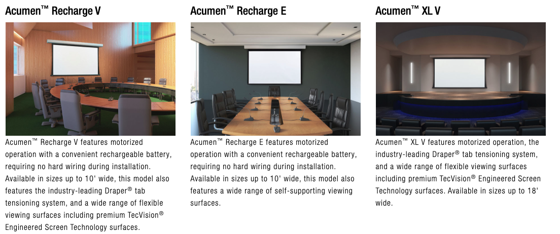 Projection screen Acumen