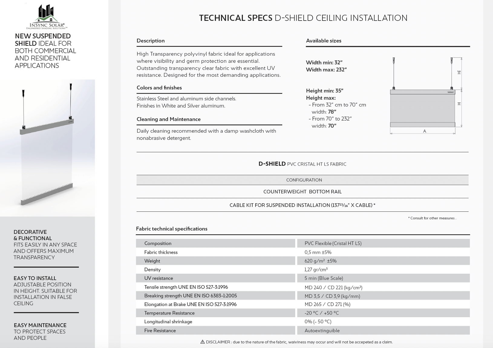 Suspended Shield Technical Info